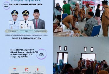 Tampak masyarakat sangat antusias berbelanja di pasar murah yang di adakan pemda Boltara bertempat di Kantor Desa Iyok. Doc (Jefri Rison Republish.id)