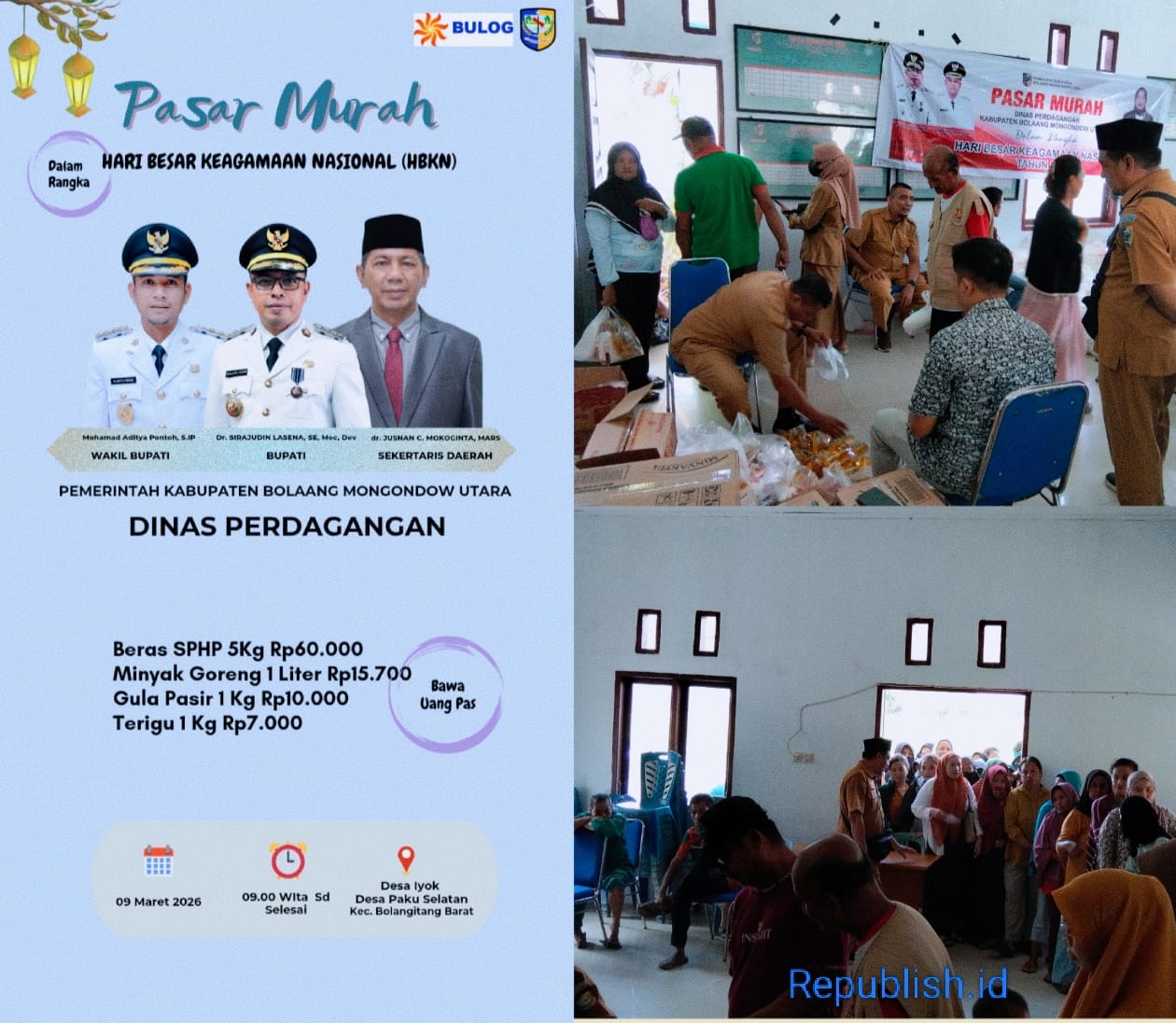 Tampak masyarakat sangat antusias berbelanja di pasar murah yang di adakan pemda Boltara bertempat di Kantor Desa Iyok. Doc (Jefri Rison Republish.id)