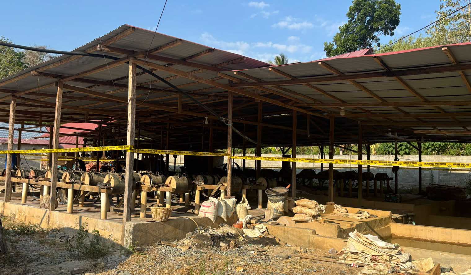 Lokasi pengolahan tambang ilegal di Kabupaten Bone Bolango. (Foto: Dok. Polri)